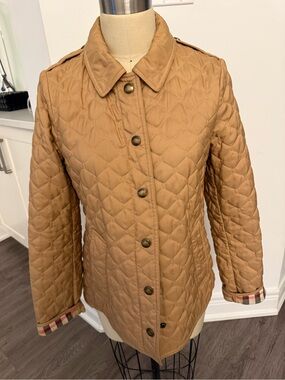 Burberry Quilted Camel/Tan Button-Front Puffer Jacket